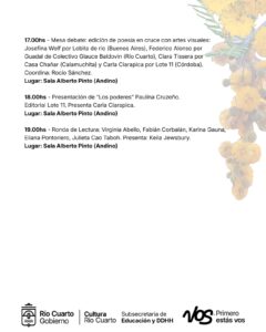 Aguante Poesía: la grilla día por día